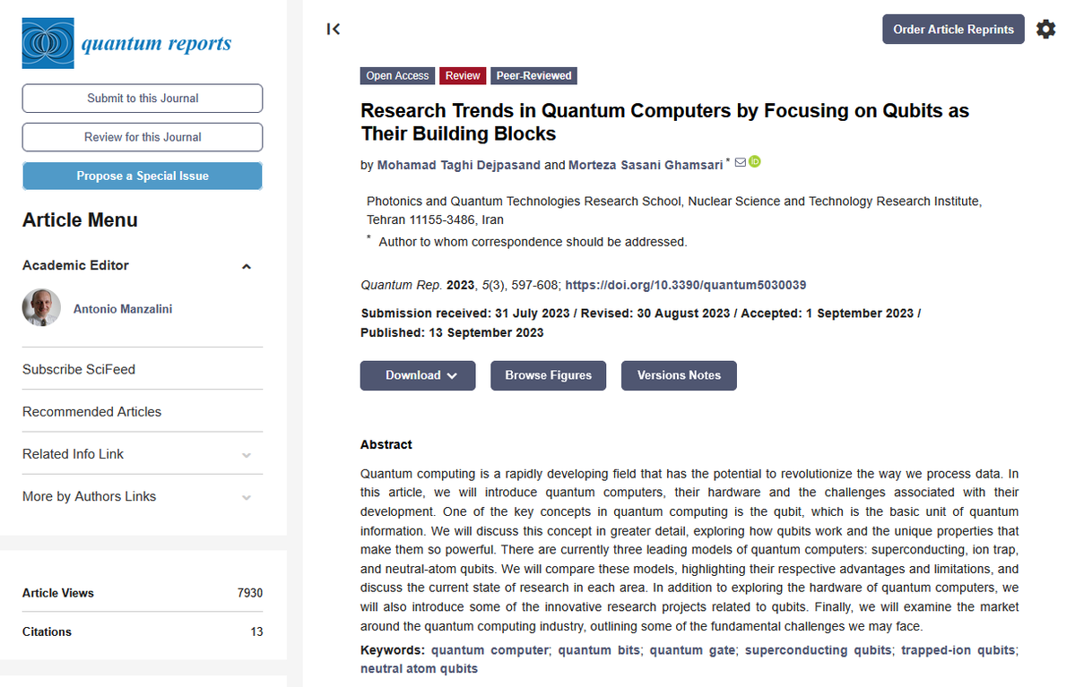 QMdpi's tweet image. 🔦 #HighlyCited Paper in 2023:

Research Trends in Quantum #Computers by Focusing on #Qubits as Their Building Blocks

🔗 mdpi.com/2624-960X/5/3/…

#quantum #computer
quantum #bits
quantum #gate
#superconducting #qubits
#trapped-ion qubits
#neutralatom qubits