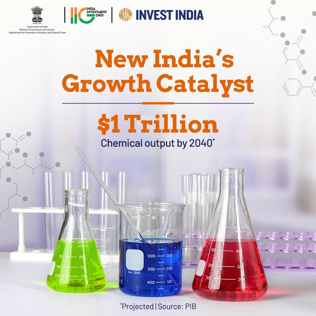 IIG_GoI's tweet image. #GrowWithIndia
With world-class chemical clusters, cutting-edge technology, streamlined policies and a skilled workforce, #NewIndia is emerging as a global leader in the #chemicalindustry where innovation meets impact.
Explore more on #IIG at bit.ly/IIG_Chemical_P…