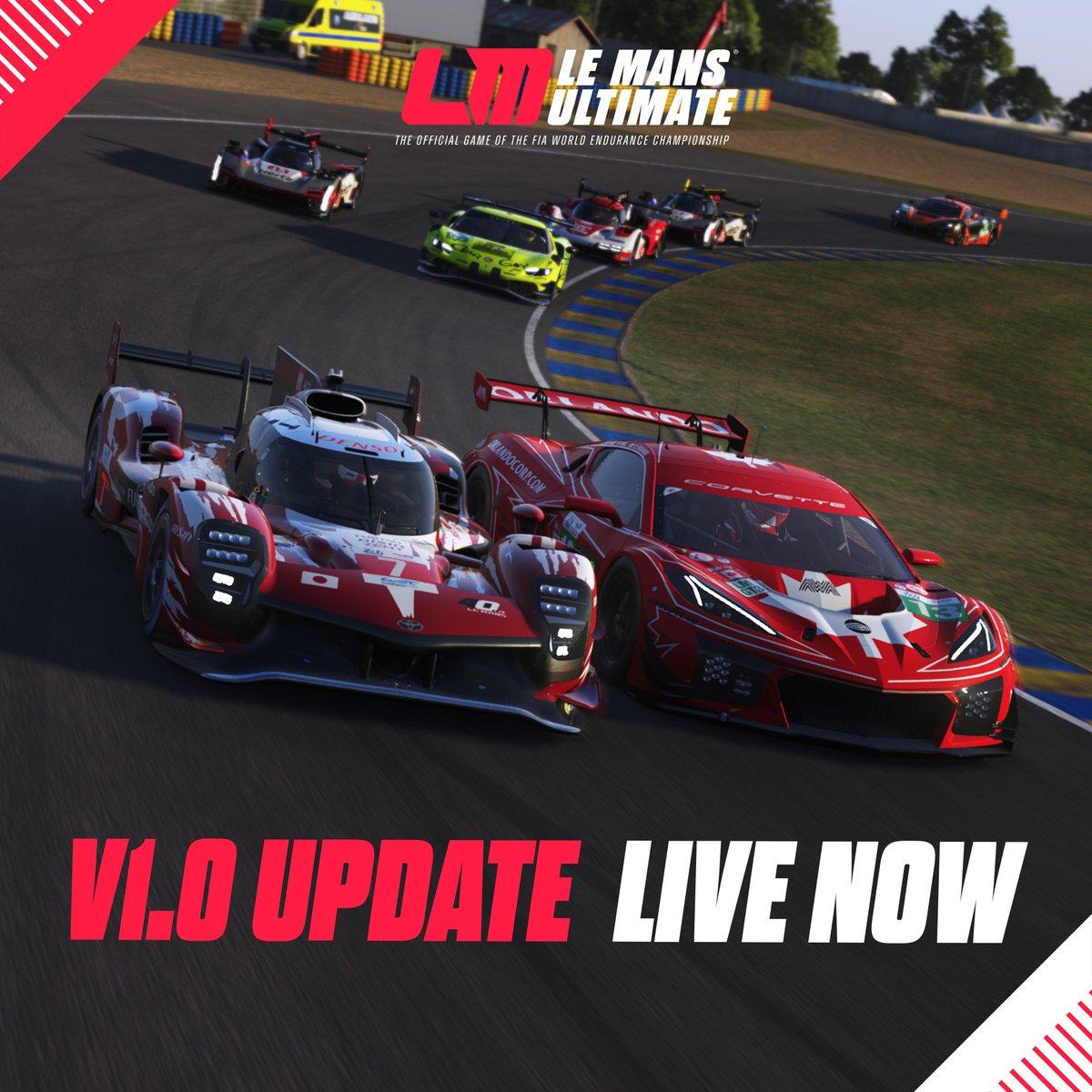LeMansUltimate's tweet image. The V1.0 update is LIVE!📢
✅2 FREE new cars (plus M4 LMGT3 EVO FREE update)
✅2025 Season liveries
✅Refreshed car setup & Race Weekend screen
+ gameplay, UI and content updates!
Available to download now!
📰Full patch notes -guide.lemansultimate.com/hc/en-gb/artic…
#lemansultimate