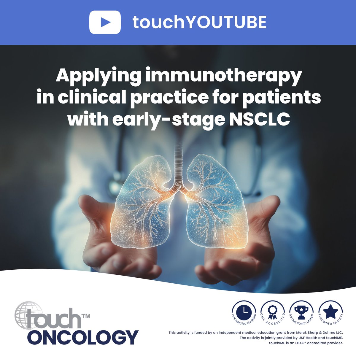 touchONCOLOGY's tweet image. Have you seen our latest #YouTube video?

‘Applying immunotherapy in clinical practice for patients with early stage NSCLC’

Watch now: youtu.be/Zf8ORjwLcC4

#NSCLC #LungCancer #Immunotherapy #OncologyEducation #CancerCare #ClinicalPractice #MedicalEducation #HCPLearning