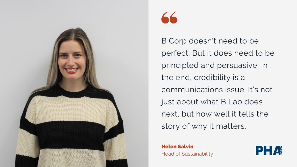 ThePHAGroup's tweet photo. Featuring in @Raconteur, Head of Sustainability Helen Salvin offers her analysis on the continued importance of #BCorp certification 🌍

Click here to read the full article: https://t.co/oS3DY2QMKP https://t.co/ciNLvYng6U