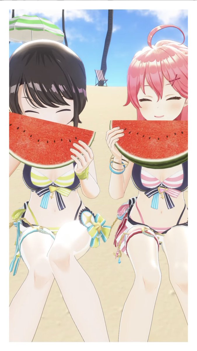 iTa__MiN's tweet image. スバルとスイカ割りしたい人生だった…
 #ホロナツpiece #holonatsuParadise