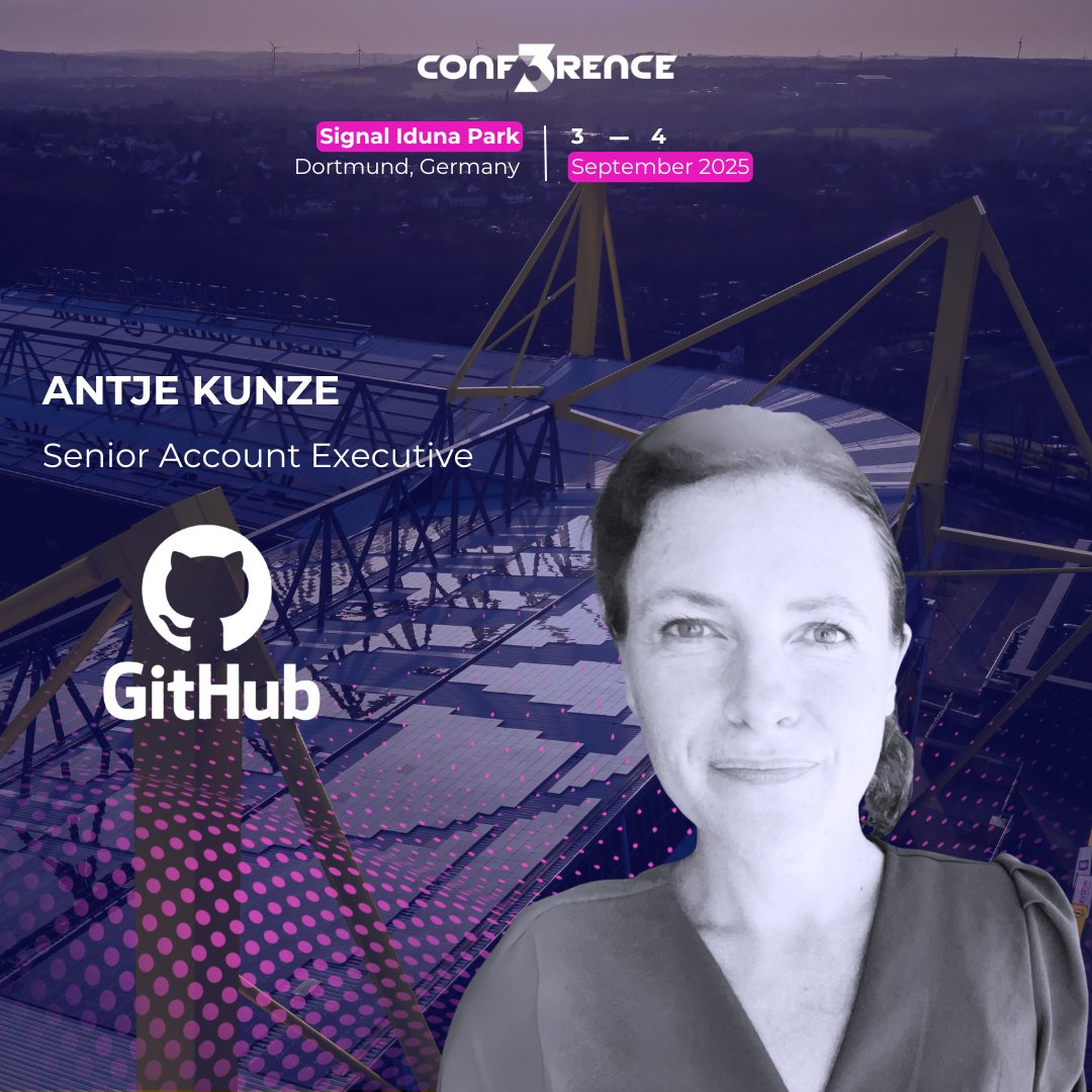 conf3rence's tweet image. CONF3RENCE 2025 welcomes Antje Kunze
Antje Kunze is joining #CONF3RENCE 2025. Now at @github, she’s spent a decade shaping devtech — from Unity to ETH Zürich to founding CloudCities. See her live in Dortmund.