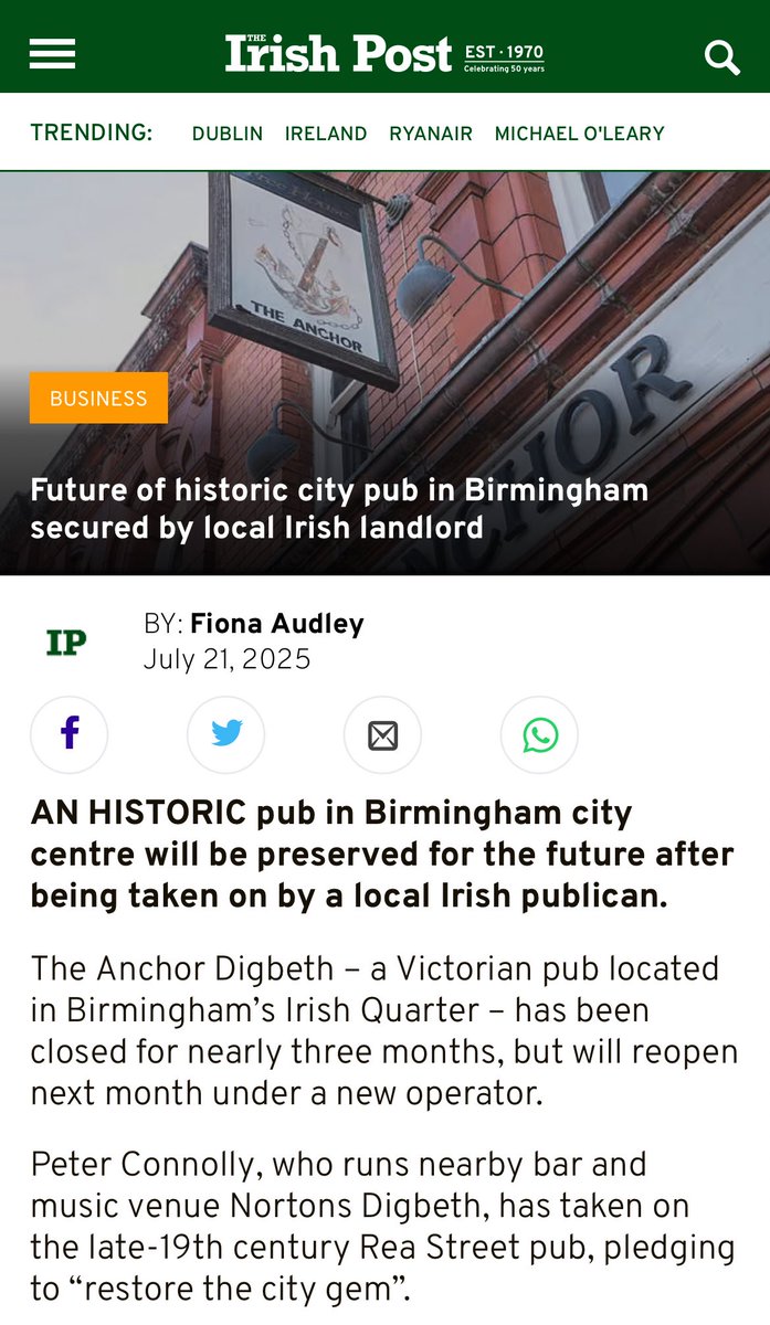 lylebignon's tweet image. “It's a pub with huge community ties, and we appreciate how much the building means to so many people which is why we have now started work to restore the Anchor to its original glory."
- Peter Connolly in @theirishpost
irishpost.com/business/futur…