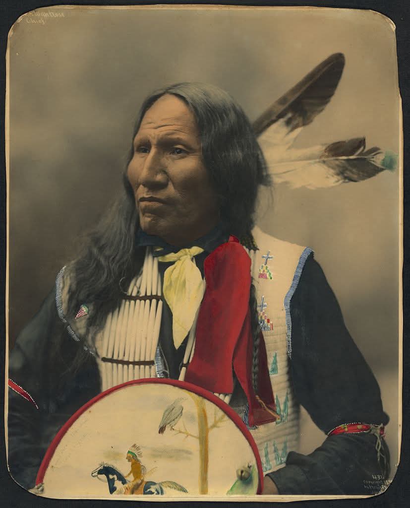 archeohistories's tweet image. Portrait of Strikes with Nose, an Oglala Sioux Native American Chief, 1899. Second in a series of four hand-colored platinum prints gifted to the Library of Congress by David A. Rector.
This late 19th century Native American History photo features Strikes With Nose, one of the…