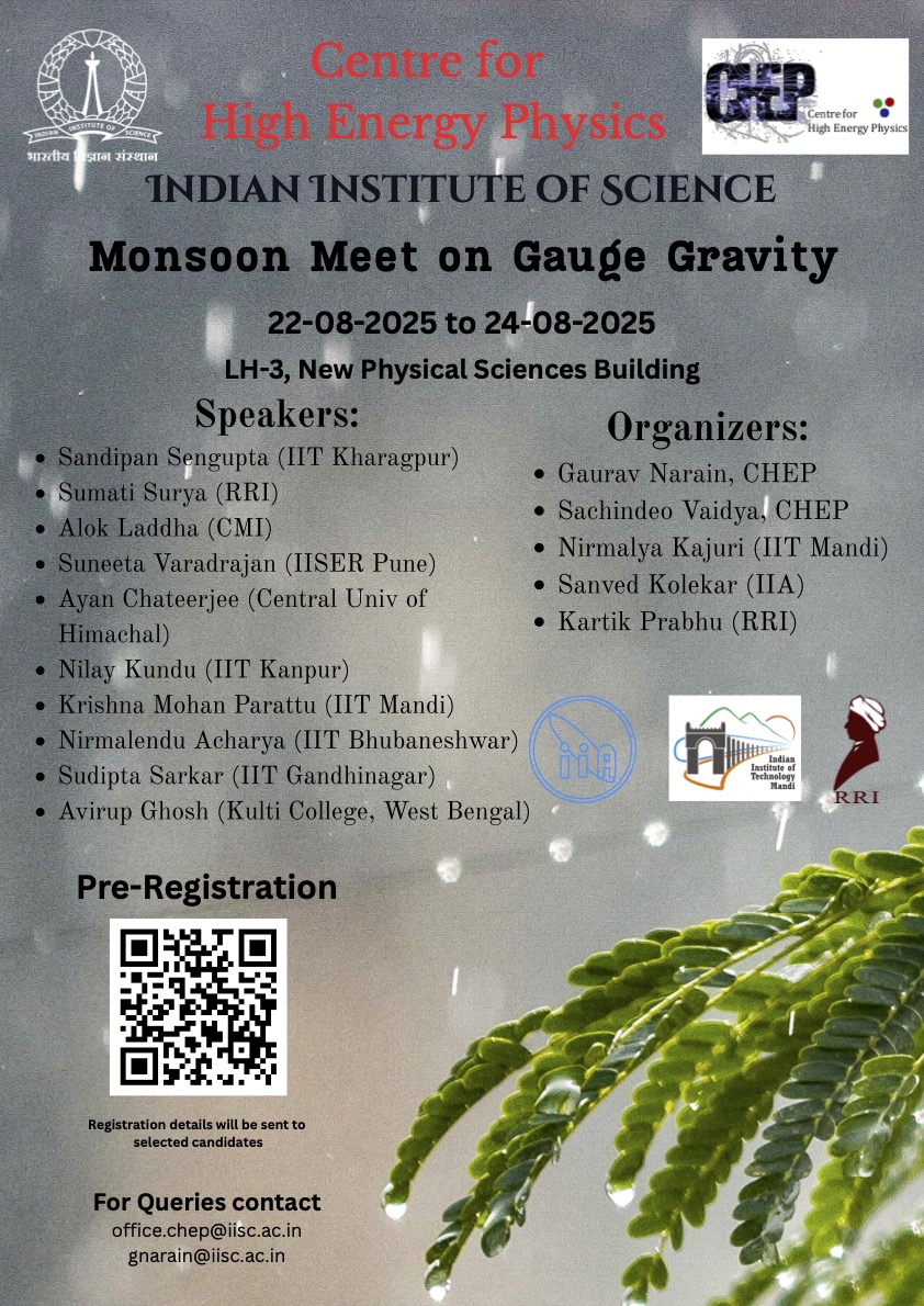 gnarain_'s tweet image. The Monsoon Meet on Gauge Gravity is a 3-day conference bringing together leading researchers from across India working on various aspects of gauge theory and gravity.

Pre-registration is now open!