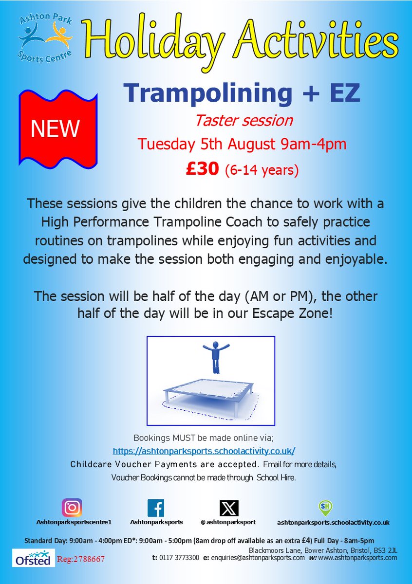 We’re pleased to introduce a Taser Trampoline Session on Tuesday, 5th August, from 9 AM to 4 PM.
The day will be split into two fun-filled halves:
The first half will focus on practicing trampoline routines combined with enjoyable activities.