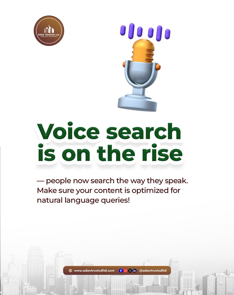 AdavTrusted's tweet image. 🎙️ Voice search is shaping the future of online discovery. Is your content ready to answer real questions in real time? 

#VoiceSearchOptimization #SmartSEO #DigitalTrends #ContentMarketing