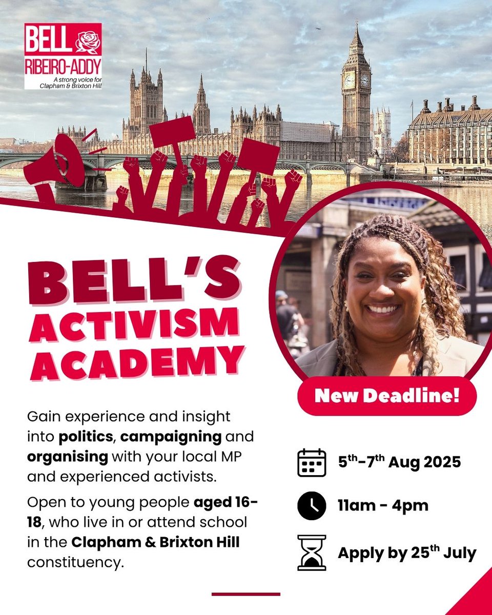 BellRibeiroAddy's tweet image. I'm moving the deadline for my Activism Academy forward due to the number of applications received.
Please apply by:
⏳ Fri 25th Jul
🕛 Midday (12pm)
Hoping to accommodate as many people as possible and will look to run future courses to ensure no one misses out 🙏🏾