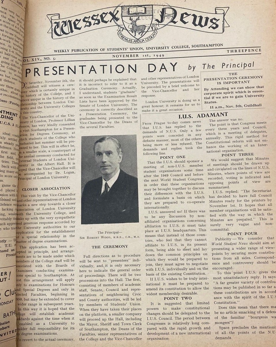 University of Southampton Special Collections (@hartleyspecialc) on Twitter photo #DidYouKnow
Degrees were conferred for the 1st time in Southampton at Presentation Day held at the Guildhall in 1949?
Prior to that they had been conferred by London University
This was a major breakthrough in the quest for independent Uni status
#graduation <a href="/unisouthampton/">University of Southampton</a> #DidYouKnow
Degrees were conferred for the 1st time in Southampton at Presentation Day held at the Guildhall in 1949?
Prior to that they had been conferred by London University
This was a major breakthrough in the quest for independent Uni status
#graduation <a href="/unisouthampton/">University of Southampton</a>