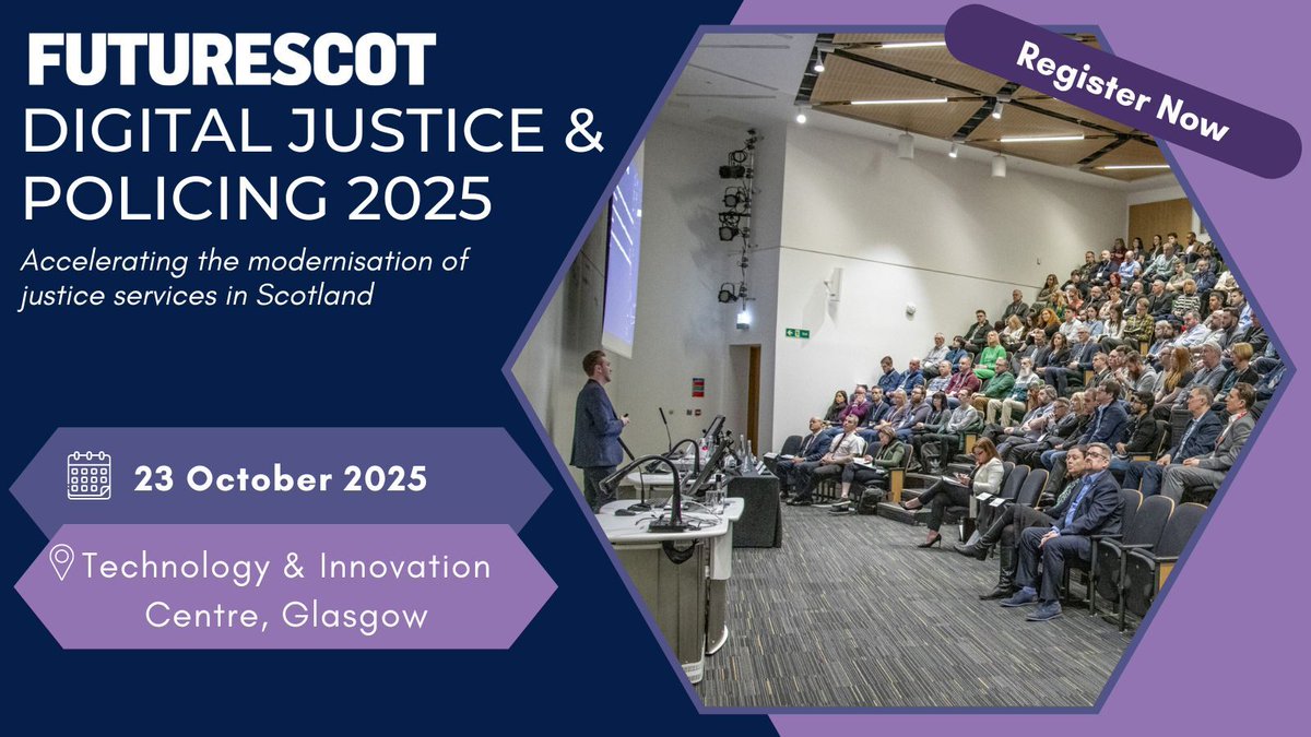 Futurescot_News's tweet image. Conference Announcement | Digital Justice & Policing 2025
Register today ➡️ hubs.la/Q03yb4-n0
🗓: Thursday, 23rd October 2025
📍: University of Strathclyde, Technology & Innovation Centre, Glasgow
🌐: hubs.la/Q03yb6720