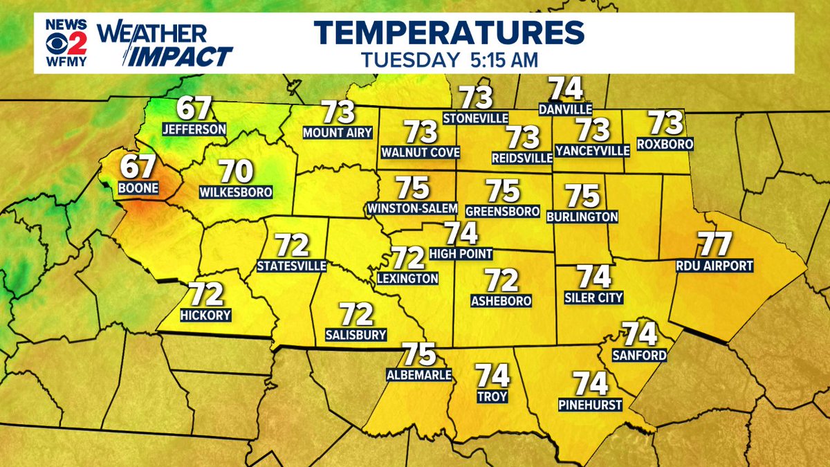 EdMatthews2's tweet image. Good Morning! Here's a look at current temperatures across the Piedmont.
