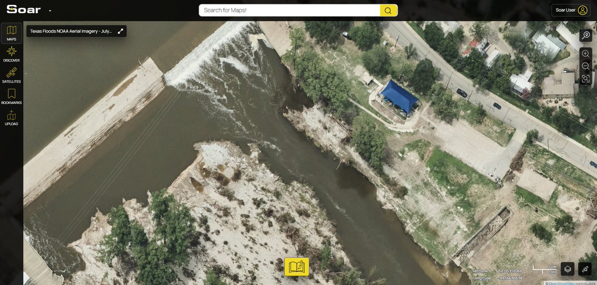 Soar_Earth's tweet image. Once again, we have more imagery added to Soar from
@NOAA, this time covering the #TexasFloods on July 20, 2025. This map is quite big with many different details of raised water levels across the river. Did you spot anything we missed?
soar.earth/maps/texas-flo…