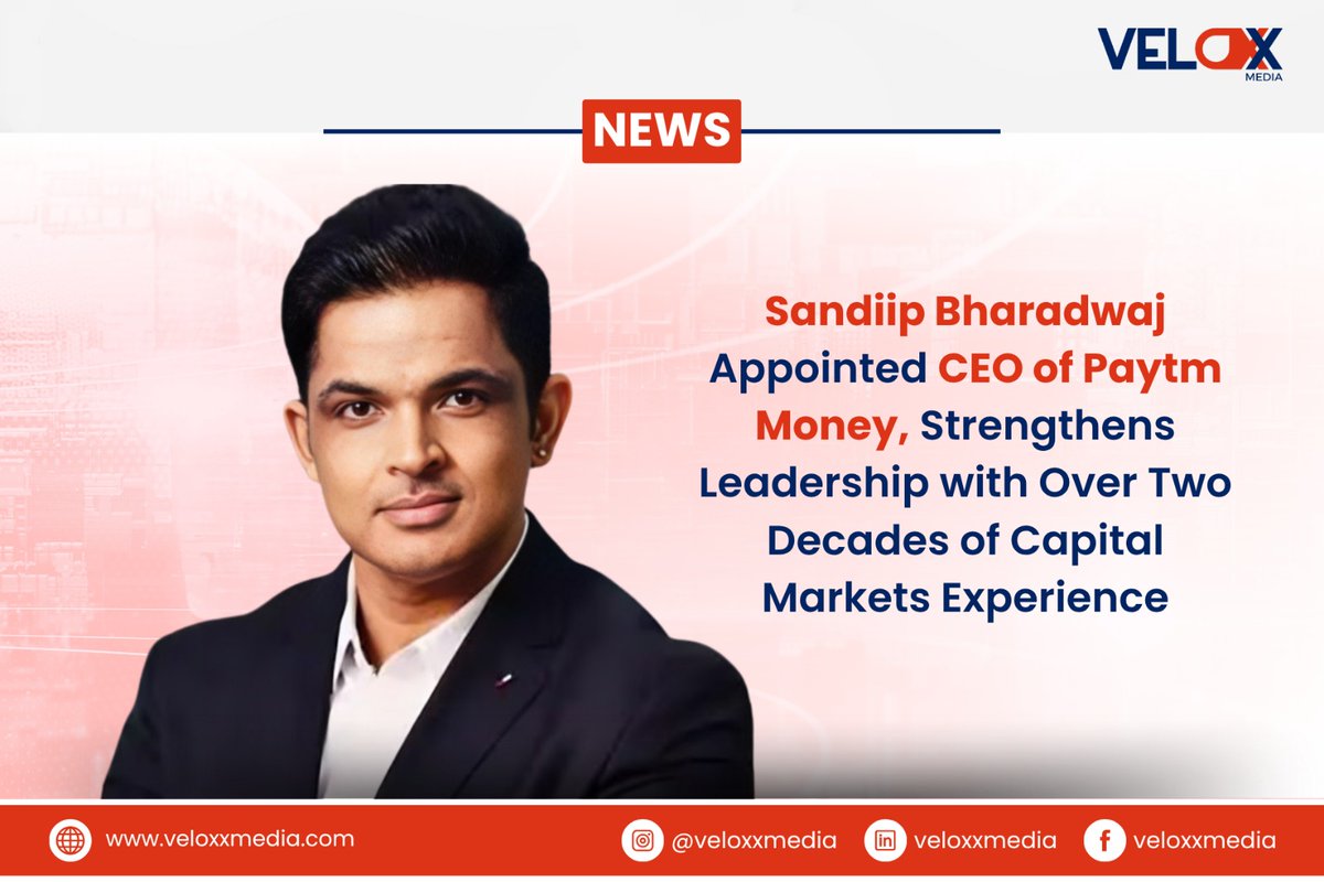 veloxx_media's tweet image. Sandiip Bharadwaj Appointed CEO of Paytm Money, Strengthens Leadership with Over Two Decades of Capital Markets Experience
Read More: veloxxmedia.com/sandiip-bharad…
@PaytmMoney #Veloxxmedia