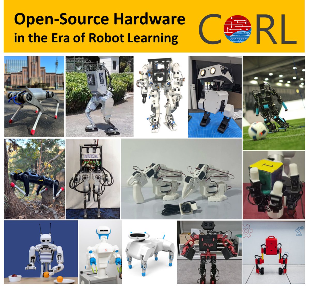 KKawaharazuka's tweet image. 🚀Great news!
We’re organizing a #CoRL2025 workshop
"Open-Source Hardware in the Era of Robot Learning"!
Building, using, or curious about open hardware?
Let’s come together and talk!
📅 Papers due: 08/20/2025 (TBD)
🌐 open-hardware-robots.github.io/CoRL2025/