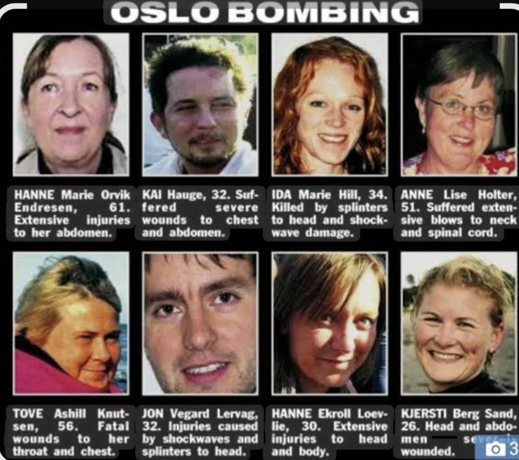 uaf's tweet image. Love to family & friends of all killed by a nazi in Oslo & Utoya, 14 years ago #OTD.
The murderer was an admirer of the English Defence League led by 'Tommy Robinson'...
@AntiRacismDay @Searchlight_mag