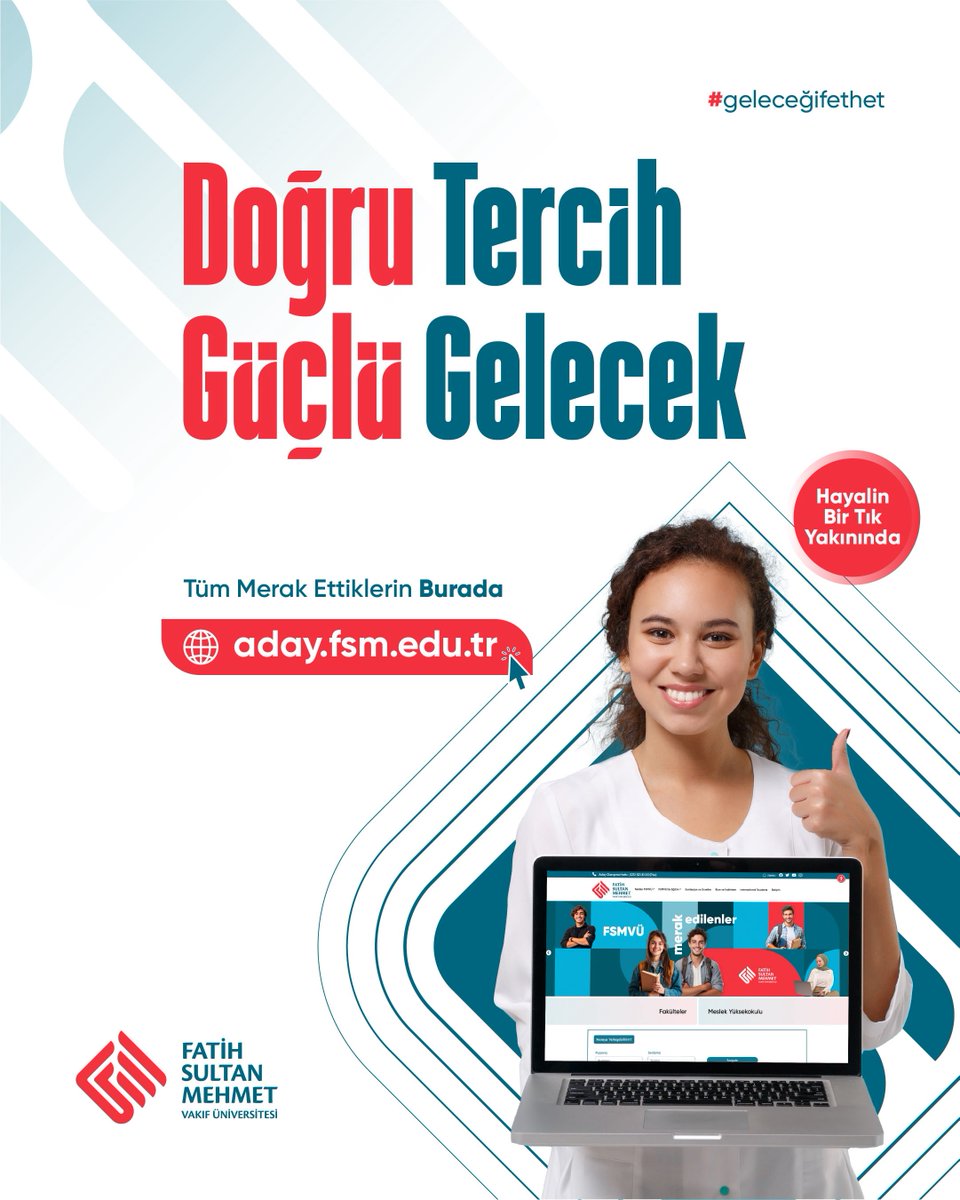 fsmvu's tweet image. 🎯 Doğru Tercih, Güçlü Gelecek
İstanbul’un merkezindeki yerleşkeleri, güçlü akademik kadrosu, çift anadal ve yandal imkânları, çeşitli burs olanakları ve sosyal yaşamıyla FSM’de yerin hazır.
📅 21 Temmuz – 11 Ağustos tarihleri arasında
Tanıtım Günlerimize seni bekliyoruz!
📲…