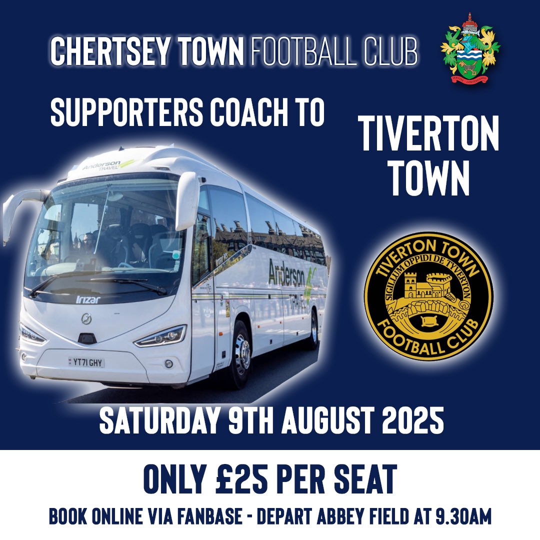 TheCurfews's tweet image. SUPPORTER’S COACH
We can confirm that we intend to run a supporter’s coach to our opening league fixture at Tiverton Town on Saturday 9th August.
Seats on the coach will be £25 per person, with the coach departing Abbey Field at 9.30am.
Seats can be booked now on FanBase using…