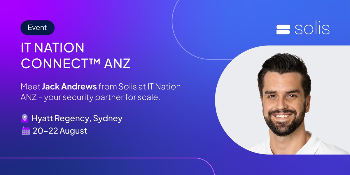 Solis (@solis_security) on Twitter photo ๐ Exciting News! ๐ Solis is heading to <a href="/TheITNation/">The IT Nation</a> this August, and our very own Jack Andrews will be there!
Find out how Solis can enhance your service offerings with proactive, partner-first security solutions.
#ITNation #CyberSecurity #MDR #incidentresponse ๐ Exciting News! ๐ Solis is heading to <a href="/TheITNation/">The IT Nation</a> this August, and our very own Jack Andrews will be there!
Find out how Solis can enhance your service offerings with proactive, partner-first security solutions.
#ITNation #CyberSecurity #MDR #incidentresponse