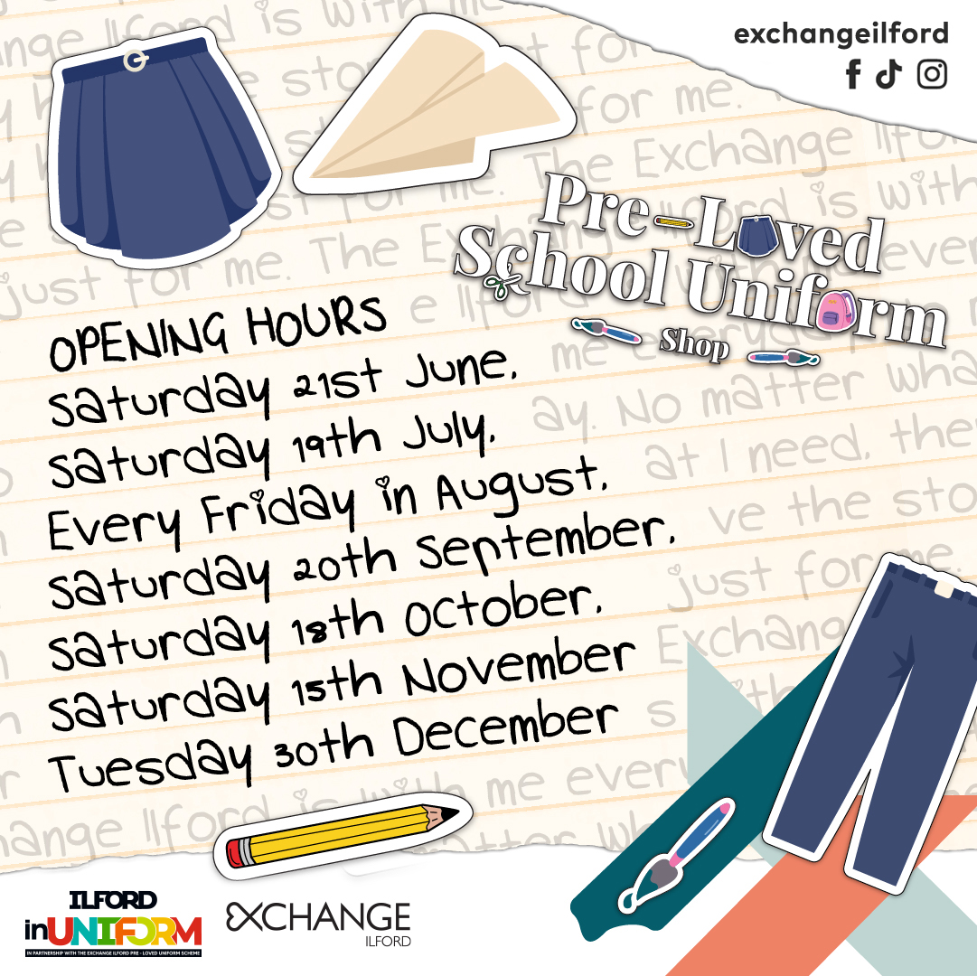 IlfordBID's tweet image. Visit our the @ExchangeIlford Pre-Loved School Uniform Shop - doors open at 11am! 🎒🚸 Got outgrown or unused school wear? Help keep the circle going by donating it to Exchange Ilford’s newly renovated Donation Station on Level 2
Exchange Ilford is proud to be partnering with an…