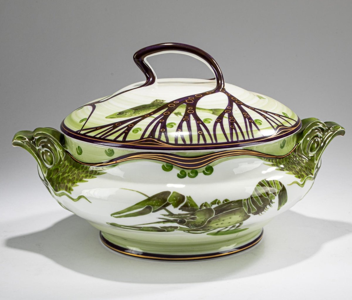 NouveauDeco's tweet image. Fish service in Art Nouveau style from 1899 by German artist Hermann Gradl (1869-1934).