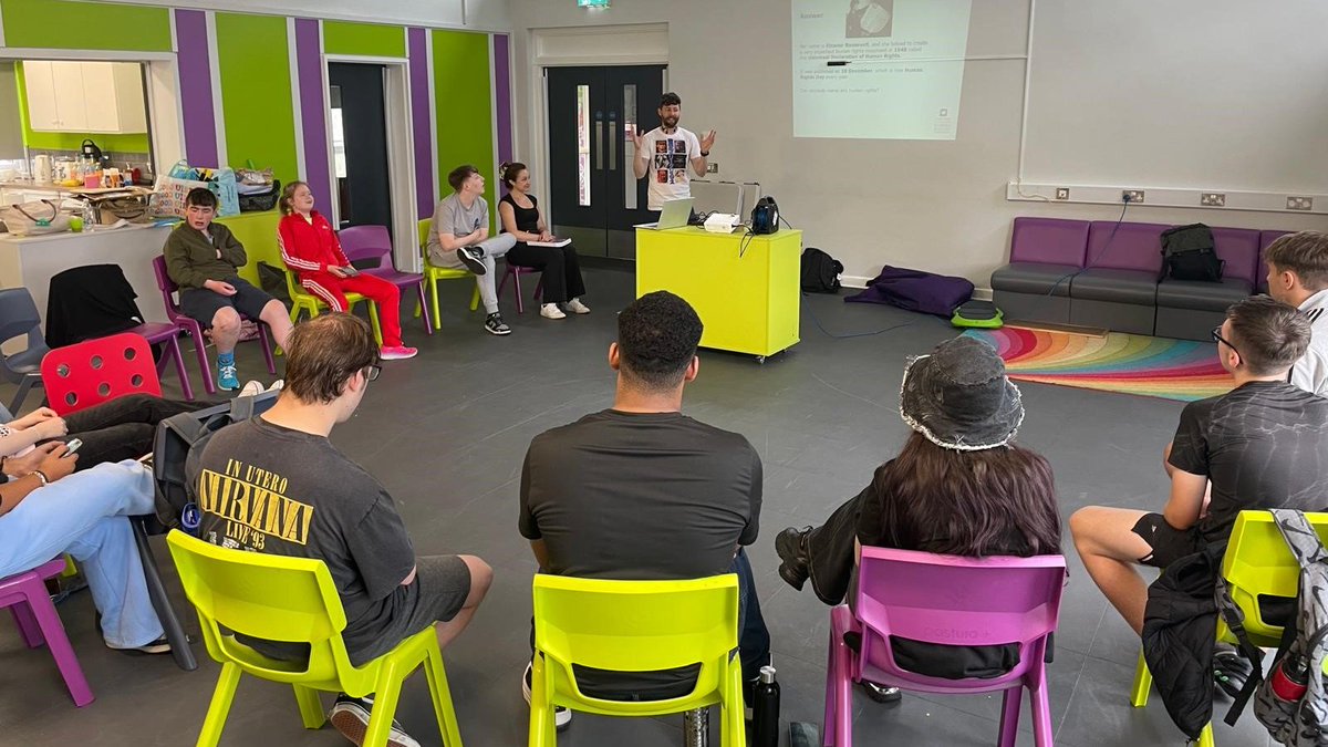 NIHRC's tweet image. NIHRC staff were delighted to deliver a workshop with a @Mencap_NI HEROES Project group in Dundonald last week.
Thanks to all the young people for taking part and talking to us about their rights!