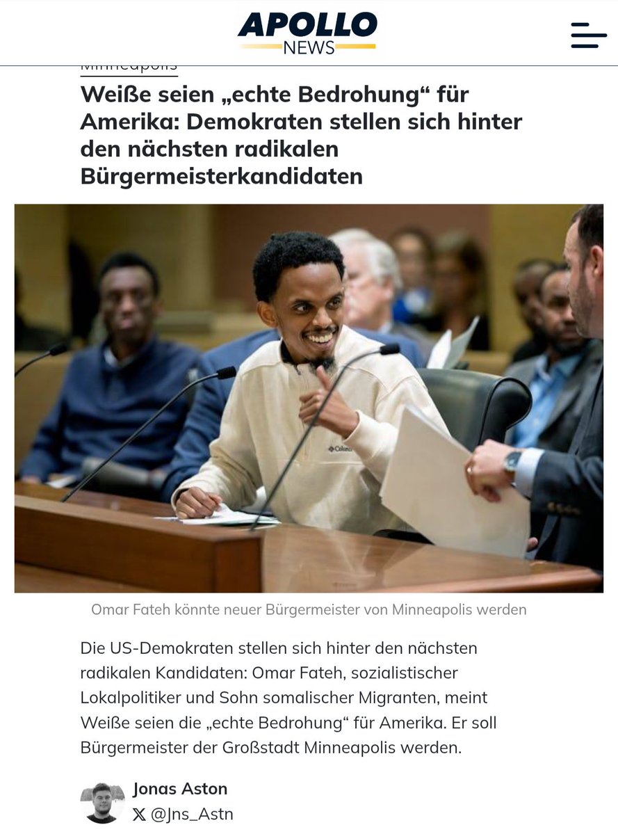 Die Schwarzen Rassisten und ihre sozialistischen Verbündeten hetzen gegen "Weiße".
Der aus Somalia stammende Typ hat es nötig, seine "angeblich - ach so friedliche Religion - ist doch der Grund" warum Millionen aus diesen Ländern fliehen.
Und jetzt sind es angeblich "DIE