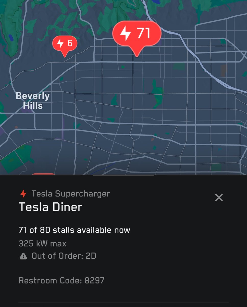 affinity892's tweet image. 9 out of 80 vehicles are supercharging at the Tesla Diner local time at 02:22AM