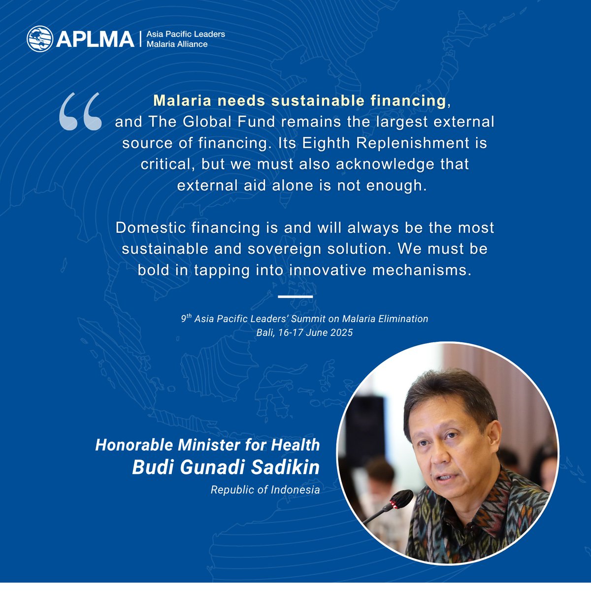 APLMA_Malaria's tweet image. Sustainable financing is crucial to #EndMalaria. Hon. Minister Budi emphasized the significance of the @GlobalFund's Eighth Replenishment and called on nations in the region to step up domestic resource mobilization and explore innovative mechanisms to accelerate progress towards…