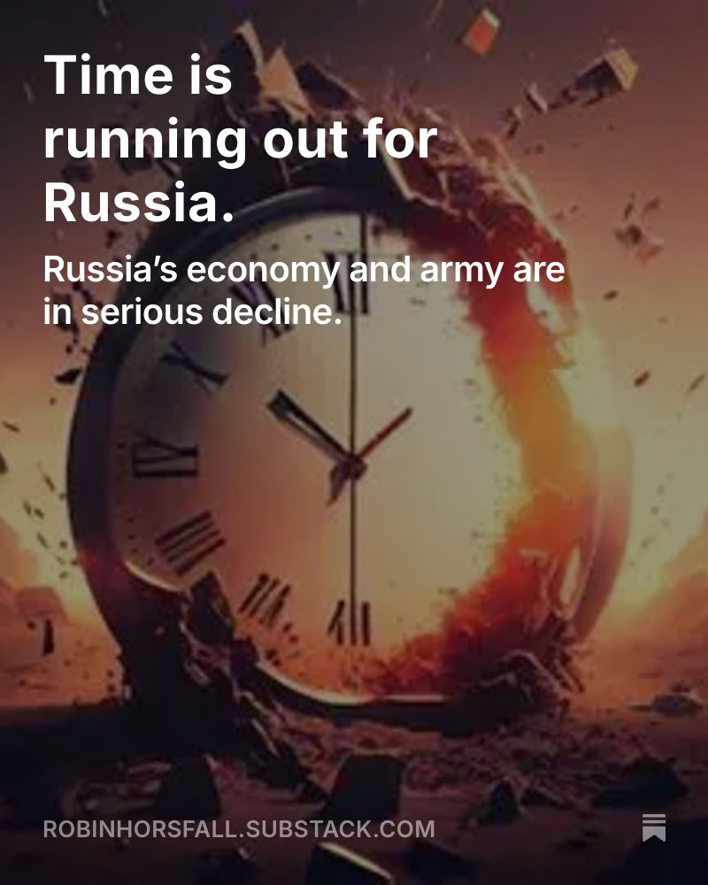 Time is running out for Russia. 

Ukraine has fought with great courage and made it easy for us to restore our defences. Their sacrifice has been immense, they deserve more than our continued support, they deserve our gratitude.

open.substack.com/pub/robinhorsf…