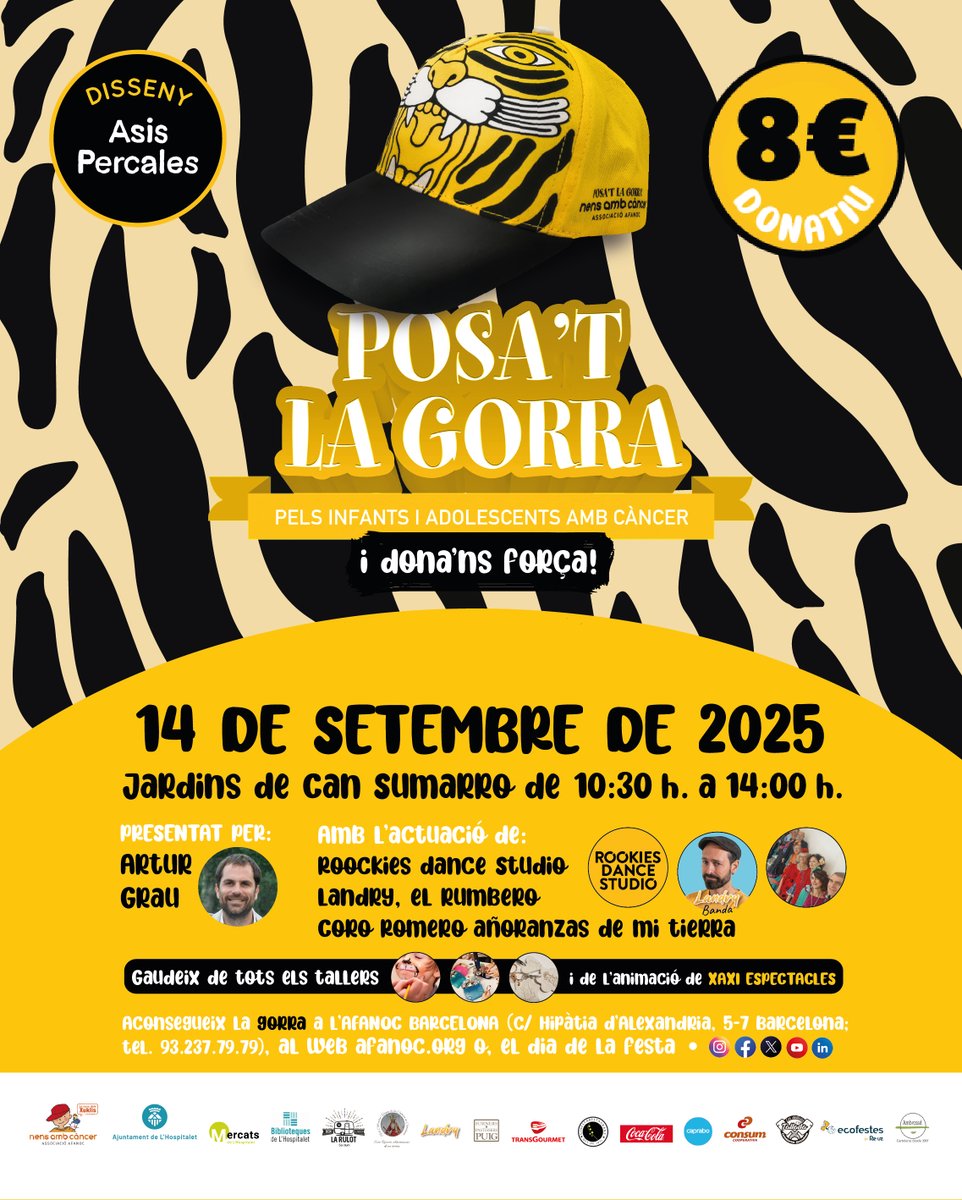 AFANOC's tweet image. 🎉El #posatlagorra arriba per primer cop a L'Hospitalet! 🧢 Una festa plena d’activitats i solidaritat!
📍Jardins de Can Sumarru 📅 Diumenge 14 de setembre 🕚 10:30 a 14:00h
🎟️Aconsegueix la teva gorra i vine! 🔗 +info: afanoc.org/blog/e/posat-l…
#AFANOC #càncerinfantil