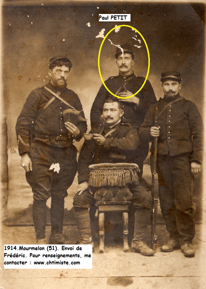 1914. Mourmelon (51). Paul PETIT du 52ème régiment d'artillerie de campagne. Mort pour la France en janvier 1917  Merci à Frédéric #Chtimiste #52eRAC