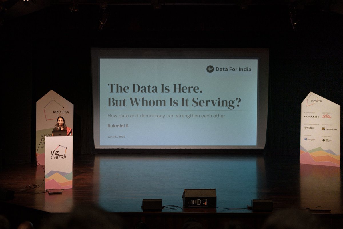 Rukmini's tweet image. It was a real honour to give the opening keynote at #VizChitra2025, India's first data visualisation conference. I spoke about the sense of optimism we have about Indian data, but also the work we're going to have to put in. My full speech is here: youtube.com/watch?v=0nHw0T…