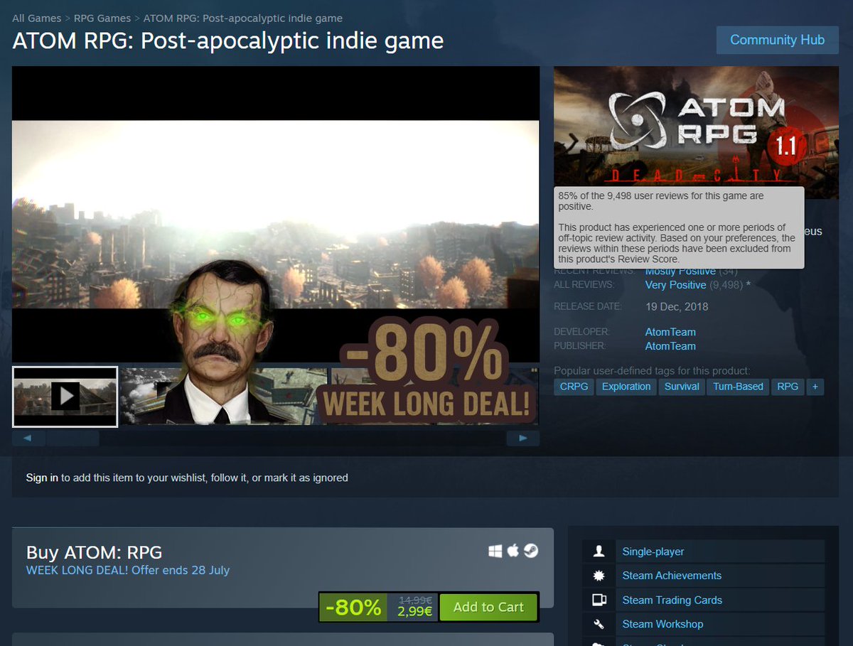 ATOM RPG -80% WEEK LONG DEAL!
Like. Repost. Survive☢️