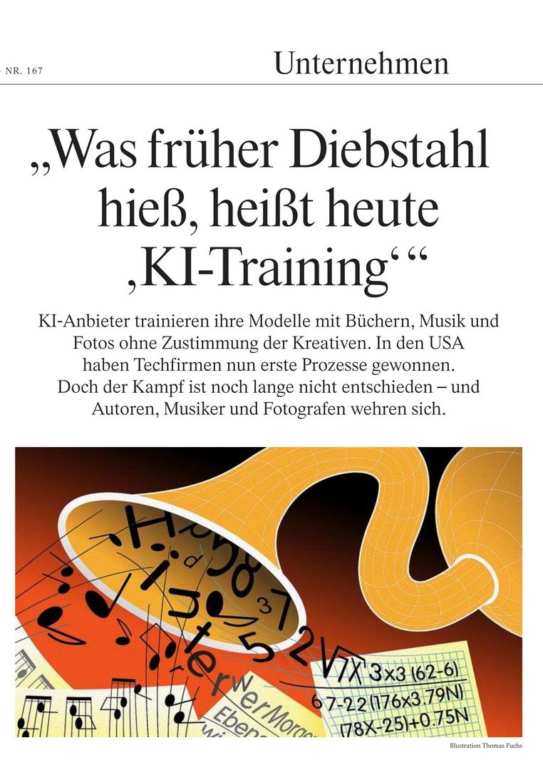 pkrohn1's tweet image. Woher wissen Large Language Models so viel? Aus Büchern und Liedern. Aber KI-Unternehmen benutzen sie, ohne Urheber/innen zu vergüten. Und nun schreiben sie selbst Songs. Super erhellender Artikel von @bfchr @neuscheler @MarcusCJung @faznet über die Neuordnung des Kreativmarkts: