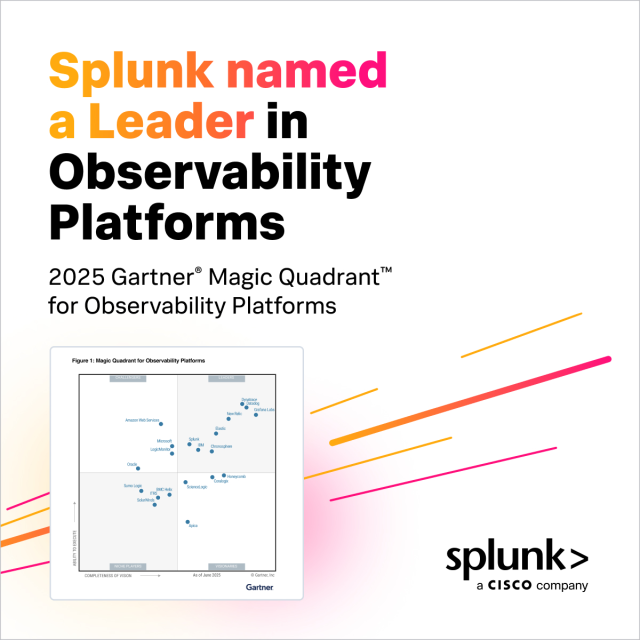 Proud to share that <a href="/splunk/">Splunk</a> has been named a Leader in the 2025 <a href="/Gartner_inc/">Gartner</a> Magic Quadrant™ for Observability Platforms for the third year in a row! See why we were recognized right here. #SplunkO11y bit.ly/414PwVi