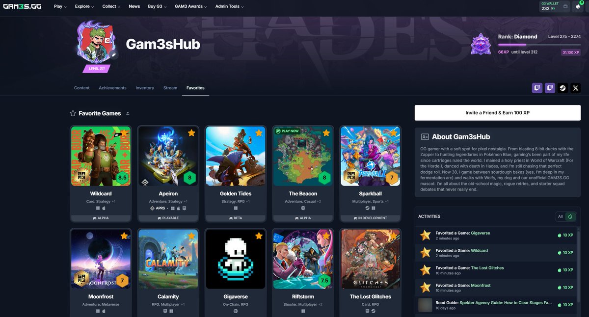 Gam3sHub's tweet image. If your favorite list was limited to 10, which 10 make the cut?
For me its @PlayWildcard @ApeironNFT @GoldenTides_gg @The_Beacon_GG @playSparkball @MoonfrostGame @PlayCalamity @playgigaverse @playRIFTSTORM @TheLostGlitches