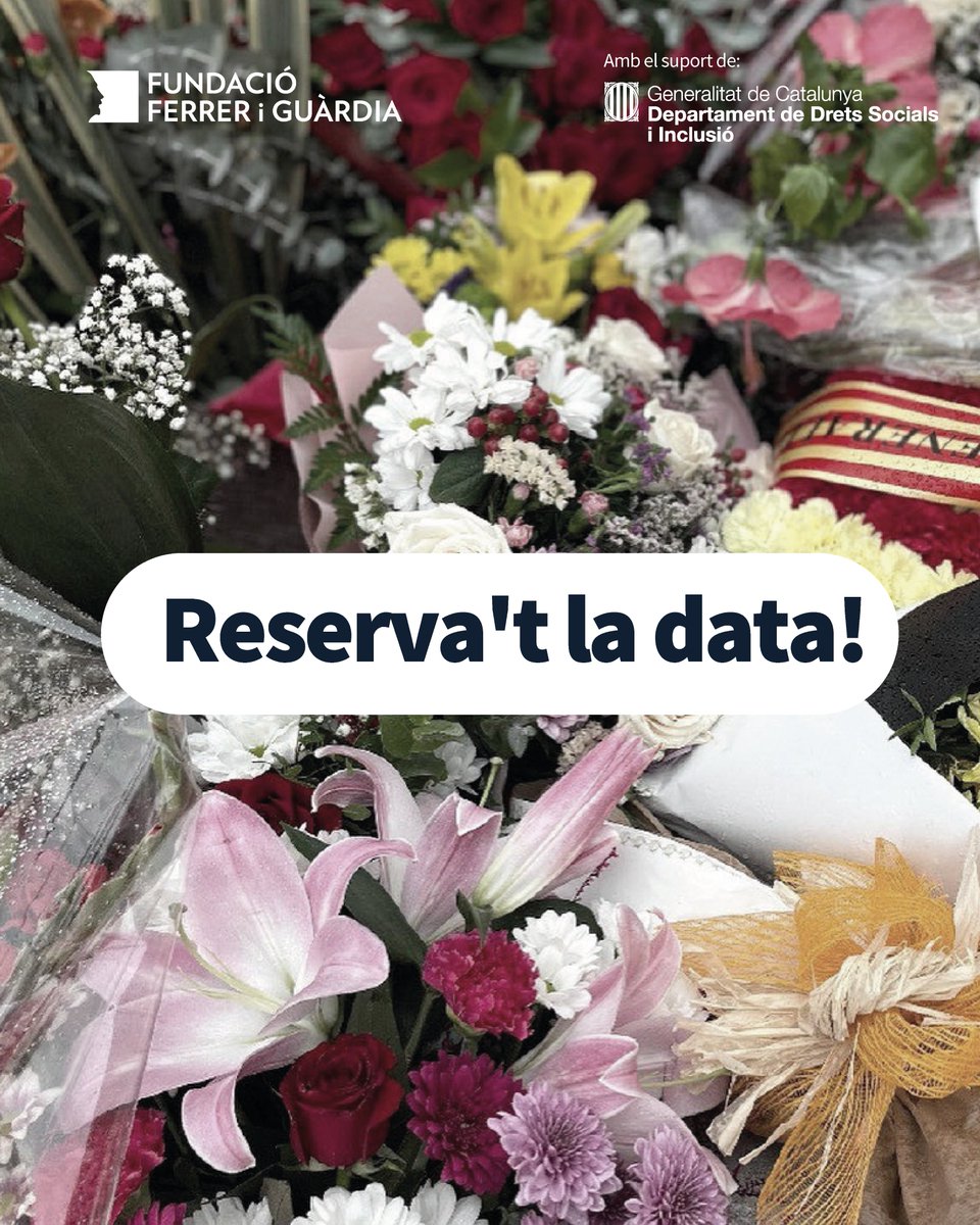 💐 El 13 d’octubre farà 116 anys de l’execució injusta de Ferrer i Guàrdia. Com cada any, ho commemorarem amb una ofrena floral al seu monument a Montjuïc.
Enguany, reclamem l’anul·lació de la seva sentència.

📅 Reserva’t la data!
📲 Inscripcions el 15/09.