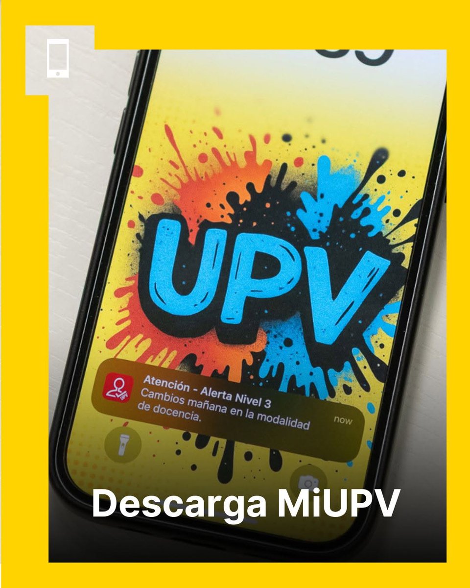 TelecoUPV's tweet image. 📲 Descarga la app miUPV y consulta horarios, calificaciones, gestiona trámites o accede al carné universitario
⚠️ La aplicación notificará también comunicaciones urgentes o extraordinarias, como alertas de seguridad, emergencias o incidencias graves.
goo.su/waYIYX