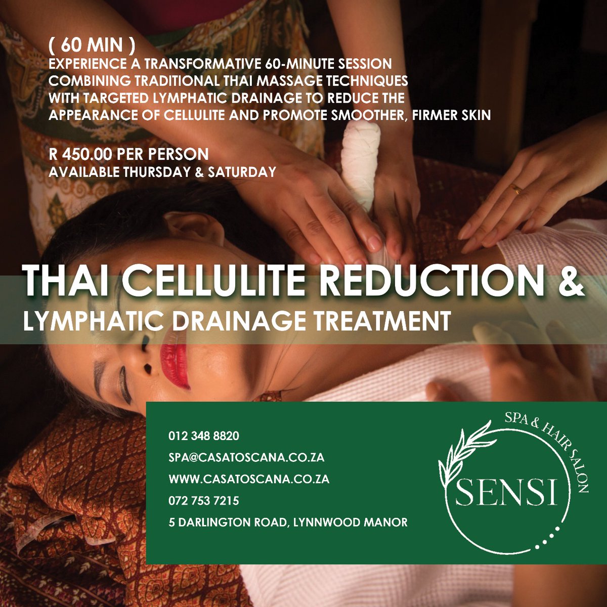 Transform your body &amp; target cellulite with our Thai massage special – 1 hour of bliss, Thursdays only! 💆‍♀️✨

Book now 👉 bit.ly/4jqRWE6
#SensiSpa #ThaiMassage #SelfCare