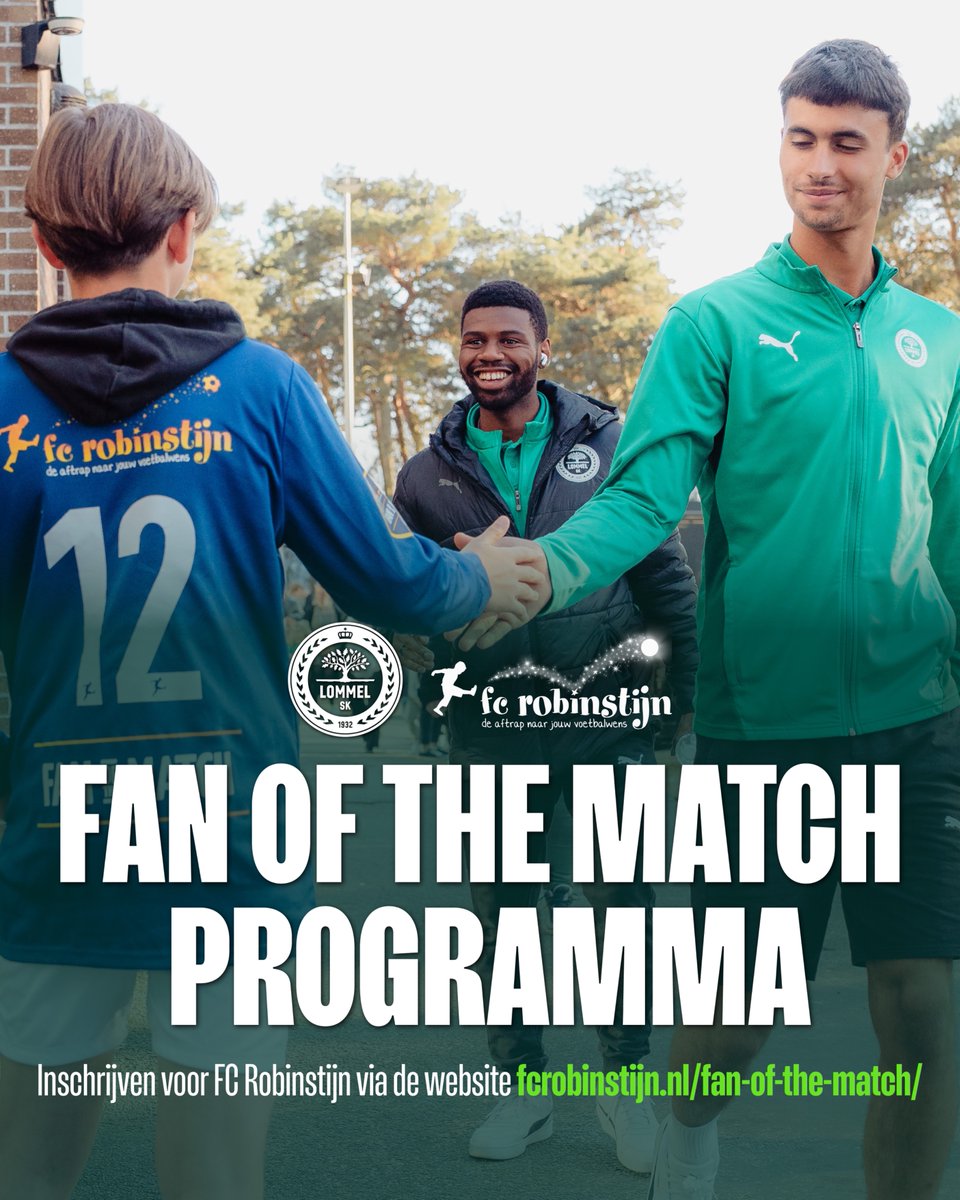 Lommel SK (@lommelskoff) on Twitter photo π Unieke kans!
De inschrijvingen voor LSKids Matchdays & FC Robinstijn Fan of the Match zijn NU geopend!
π© community@lommelsk.be (LSKids)
π» fcrobinstijn.nl/fan-of-the-matβ¦ (FC Robinstijn)
#OurNature π Unieke kans!
De inschrijvingen voor LSKids Matchdays & FC Robinstijn Fan of the Match zijn NU geopend!
π© community@lommelsk.be (LSKids)
π» fcrobinstijn.nl/fan-of-the-matβ¦ (FC Robinstijn)
#OurNature