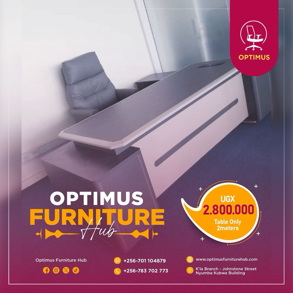 Where are my gray lovers ??
Did you know you can have a matching table and chair in your office space not only for aesthetics but for full functionality. With such a table measuring a whole 2 meters

optimusfurniturehub.com
#office #officefurniture #officetable #uganda #kampala