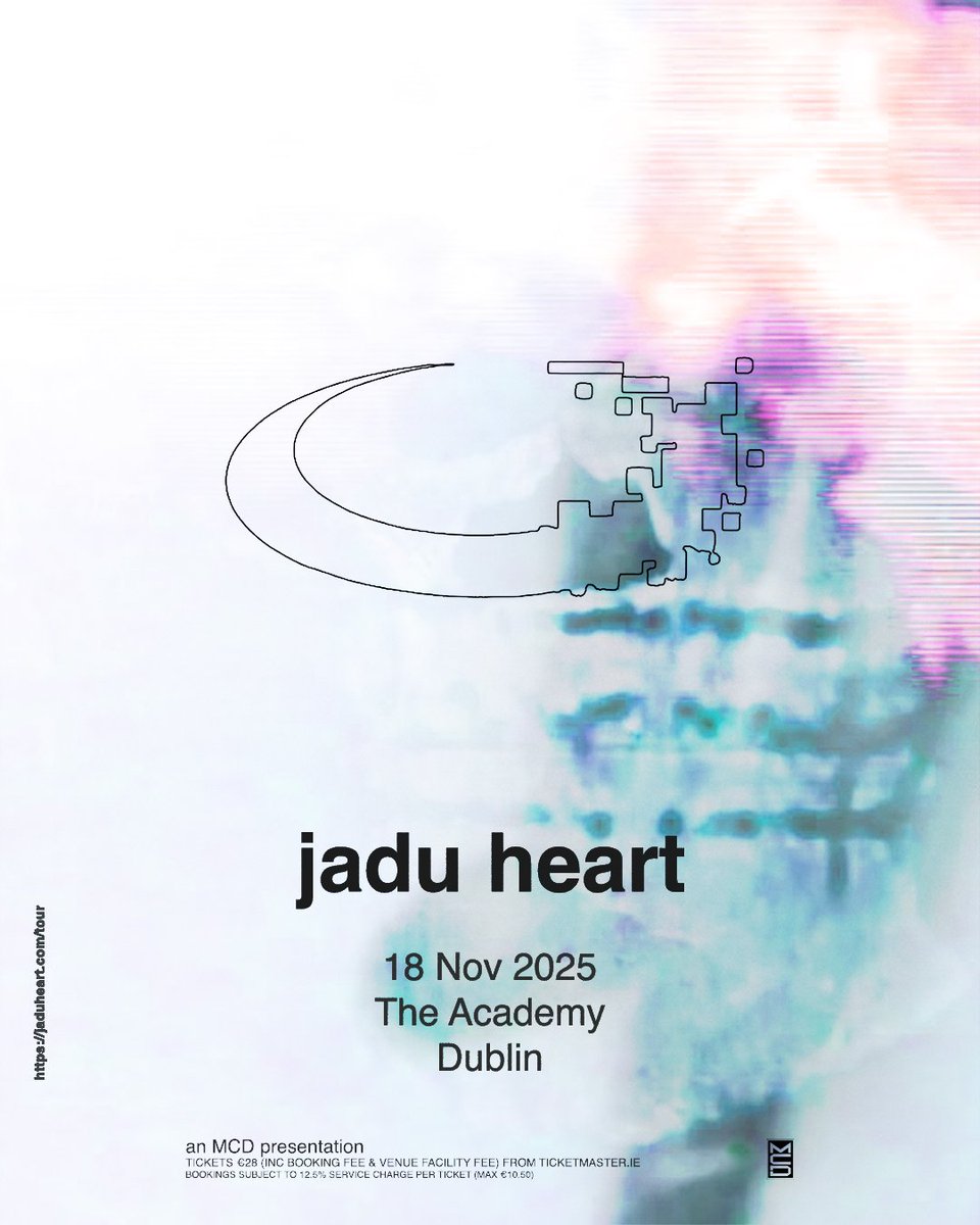 TicketmasterIre's tweet image. ❤️🔥Following the release of their fourth album 'POST HEAVEN', London-based experimental music duo @JaduHeart perform live at @academydublin, Dublin on 18 November and @LimelightNI, Belfast on 19 November 2025.
🎟️Tickets on sale now bit.ly/3TNrMBg