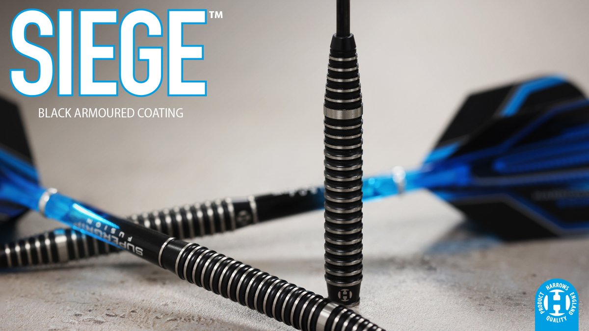 HarrowsDarts's tweet image. Siege 90%

Find out more - harrowsdarts.com/products/siege…

Made from the finest injection moulded 90% tungsten, the dart has precision cut ring grips covering the entire barrel and a tapered nose to allow closer grouping.

#MadeInEngland