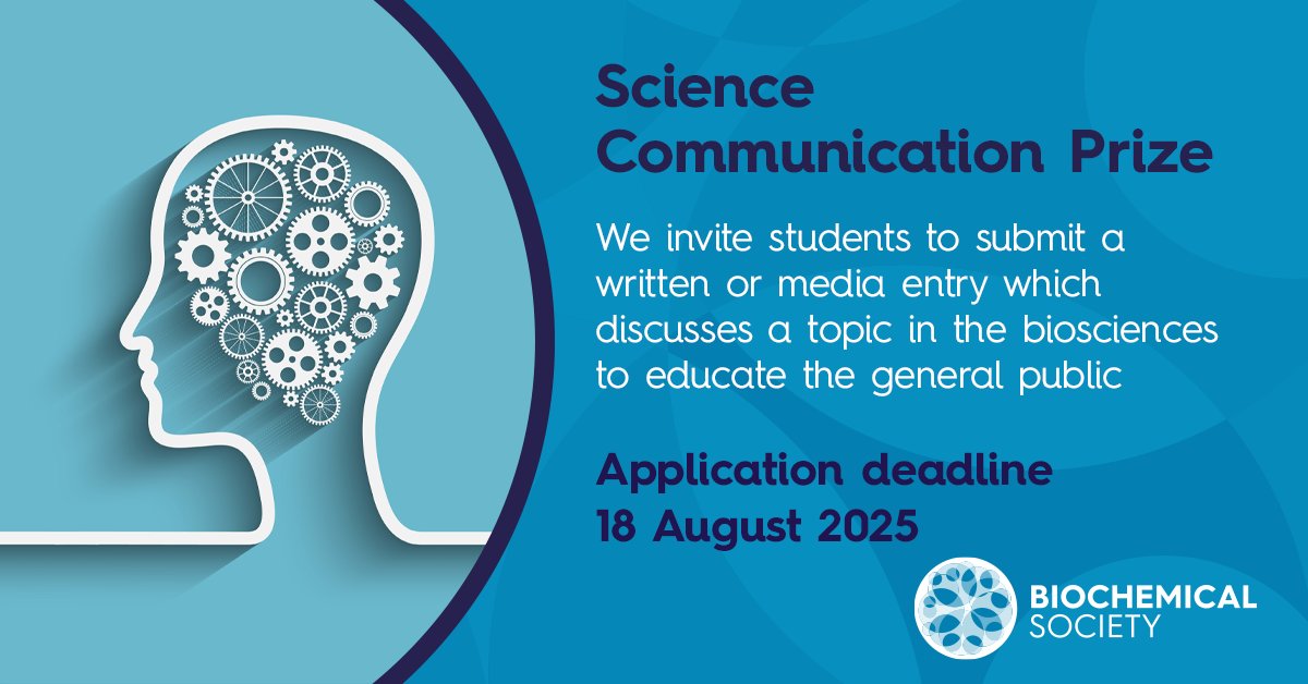 BiochemSoc's tweet image. Looking for a challenge this summer holiday? Consider taking part in our annual Science Communication Prize to be in with a chance for your entry to be published in @TheBiochemist and win a cash prize! Find out how to get involved:ow.ly/KMv550WoUir