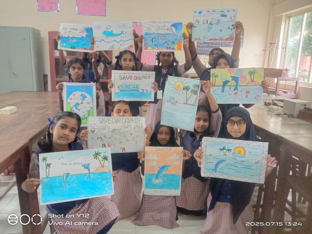 NMNHIndia's tweet image. As part of Dolphin Conservation Awareness Campaign: SAVE OUR DOLPHINS, the GOVT. GIRLS' Senior Secondary School Andaman, sensitized the students and pledged to support #Projectdolphin #MissionLiFE @CAMPA_Dolphin @wii_india @moefcc @NationalBiodiv