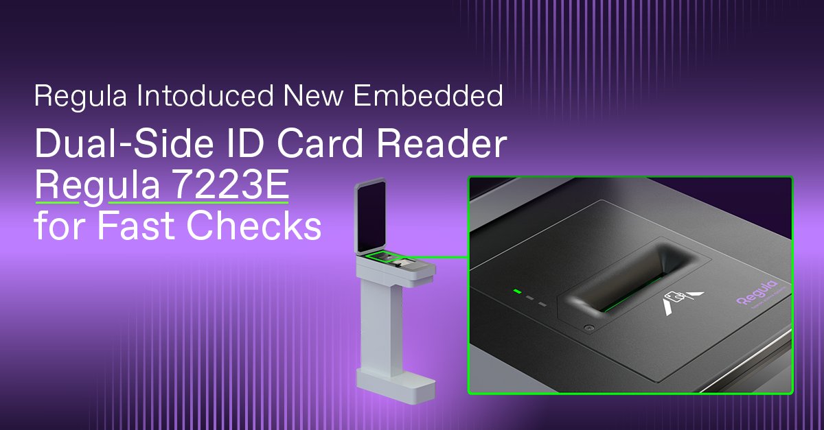 Self-service ID checks just got faster at kiosks, eGates &amp; terminals. Regula’s new 7223E document reader scans both sides of IDs in seconds—no matter which way they’re inserted. Plus, it supports over 12,000+ document types. Find out more: regulaforensics.com/products/docum… #Regula72X3 #IDV