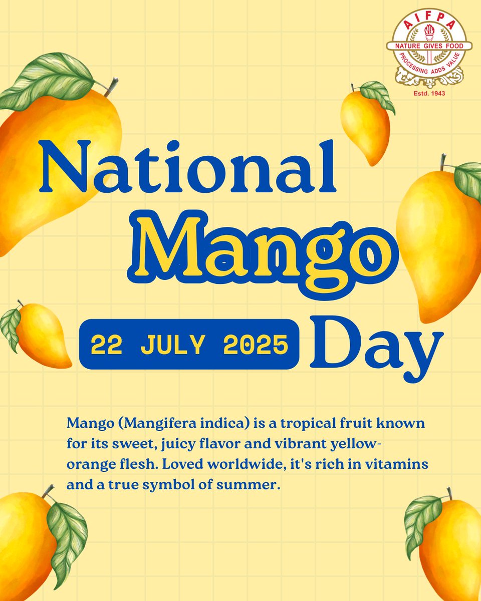 Happy National Mango Day! 
Celebrated every 22nd of July, National Mango Day is a tribute to India’s most loved and legendary fruit — the mango, also crowned the “King of Fruits”! 👑
Read more - linkedin.com/feed/update/ur…

#IndianMangoes #MangoHeritage #MangoExport #AlphonsoLove