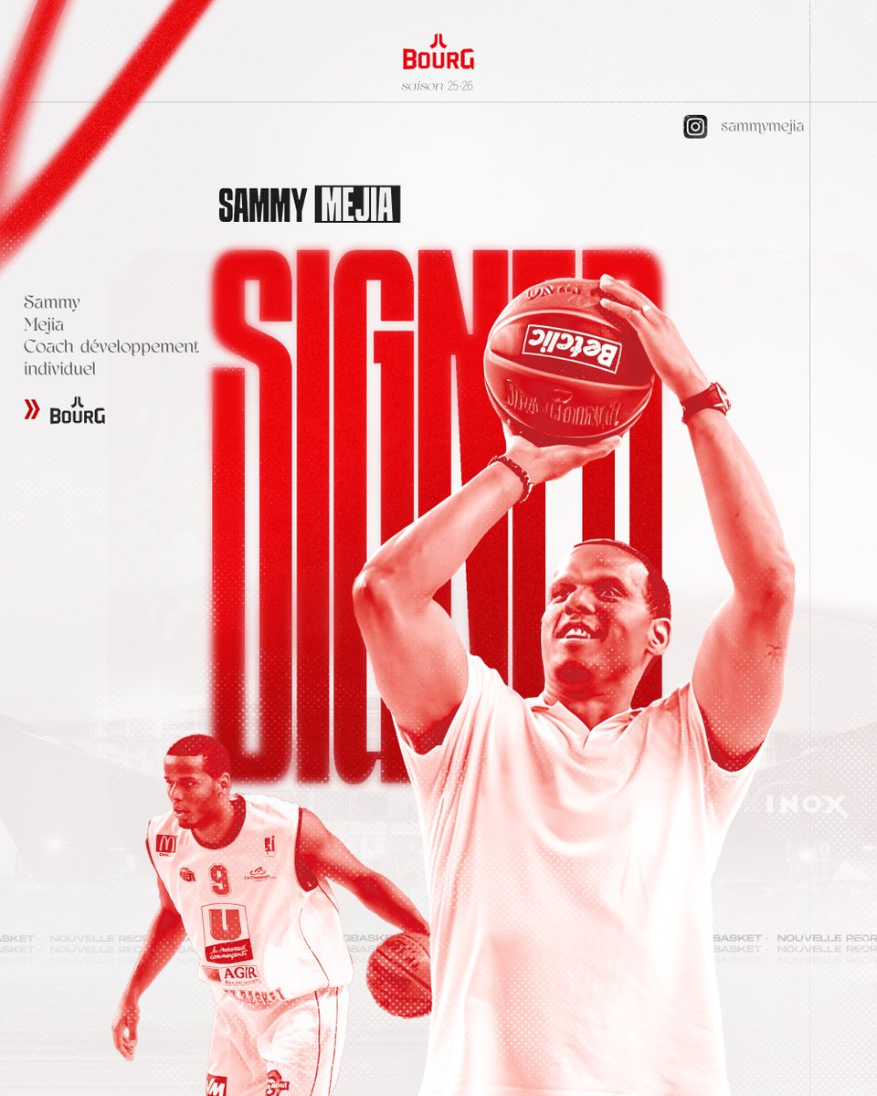 JLBourgBasket's tweet image. ๐พ๐๐๐๐๐๐ ๐บ๐๐๐๐ ๐ด
Ancien MVP de Betclic รlite, Sammy Mejia rejoint le staff en tant quโassistant coach, dรฉdiรฉ au dรฉveloppement des joueurs ๐ช
Un renfort de choix pour accompagner notre jeune รฉquipe ๐
๐ Le communiquรฉ โก๏ธ bit.ly/4m2eflb
#WeRedy