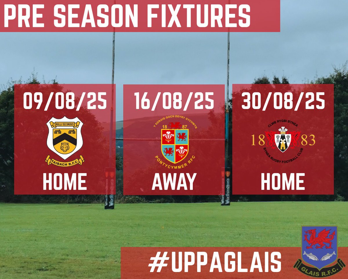 📢 Pre Season Fixtures 📢 

#glaisrfc
